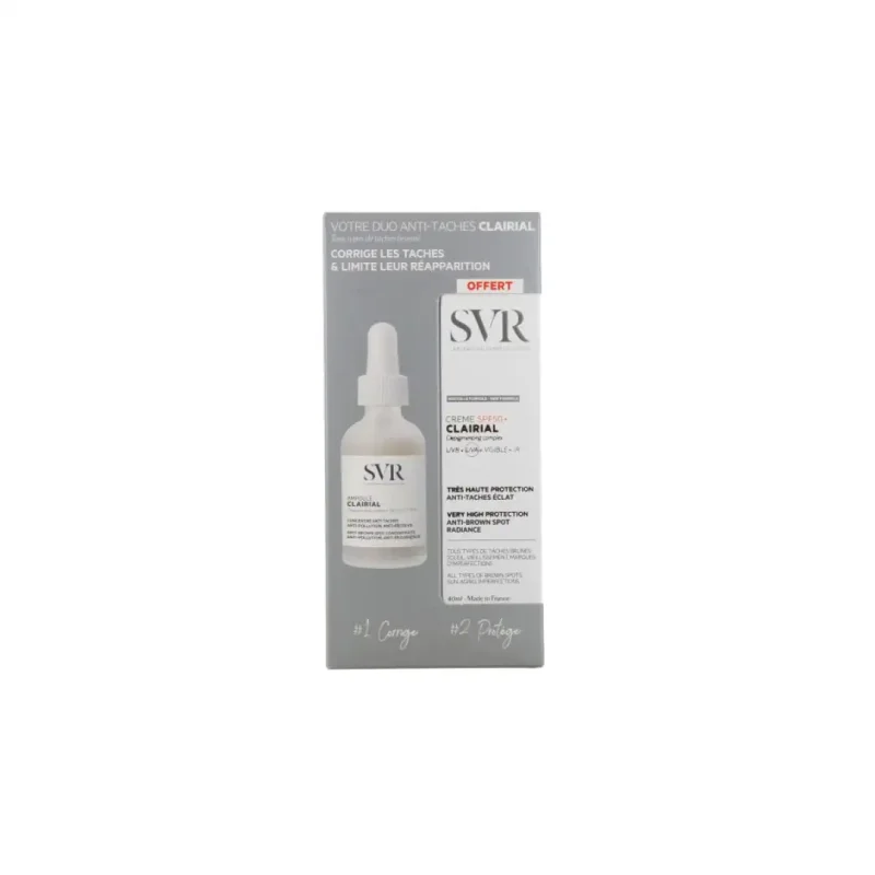 design sans titre 2024 05 16t110540.443 SVR CLAIRIAL AMPOULE ANTI TACHES 30ML+ CLAIRIAL CREME SPF50+ 40ML OFFERT SVR